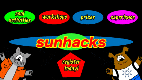 A parody of Cool Math Games highlighting sunhacks cool activities, workshops, prizes, and more!
